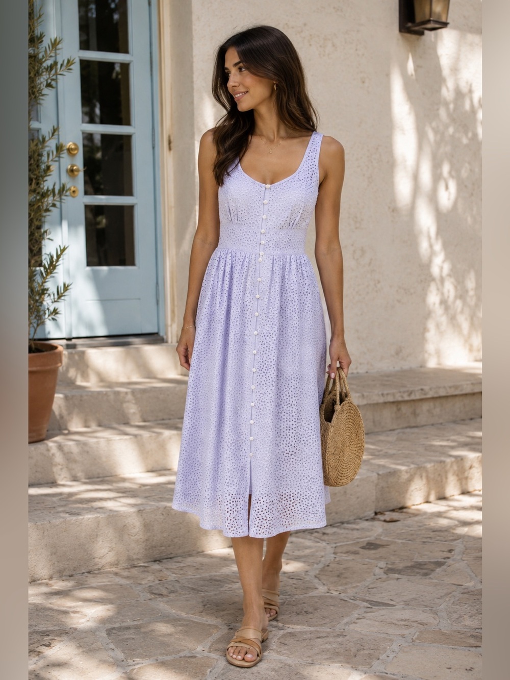 J. Crew eyelet button front sleeveless midi in periwinkle - 6